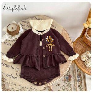 Autumn Burgundy and Cream Knit 2pc Set for Baby